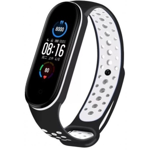 Ремінець для фітнес-браслету XOKO Sport for Xiaomi Mi Band 5/6/7 Black/White (XK-BND-SP-BKWH)