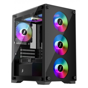 Корпус 1stPlayer X2-M-4F2(AP) Black без БЖ