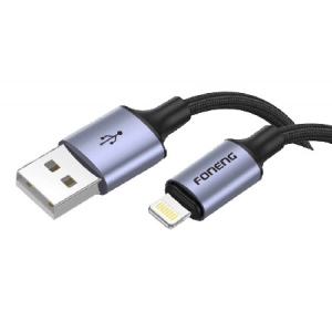Кабель синхронізації даних Foneng X95 Metal Head Braided Cable (3A) USB - Lightning 1.2m Black (X95-CA-IP) Київ