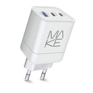 Мережевий зарядний пристрій MAKE 65W 2xPD+QC White (MCW-33PWH)