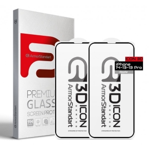 Захисне скло для смартфону Armorstandart Icon 3D for iPhone 14/13/13 Pro Black 2 шт. (ARM62764)
