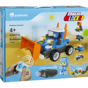 Пластиковий конструктор Pai Bloks RC Bulldozer с пультом ДУ 73 эл. (62005W)