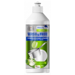Засіб для ручного миття посуду WASH & FREE Зелене яблуко та екстракт едельвейса 500г замовити в Україні