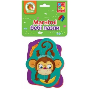 Пазли магнітні (до 2 років) Vladi Toys Левеня і мавпочка (укр) (VT3208-11)