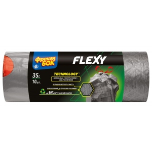 Пакет для сміття Фрекен Бок п/е з затяжкою LD Flexy 51х53см, графіт 35л/10шт