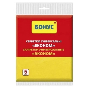 Серветка побутова Бонус універсальні МІНІ формат віскозні 5шт