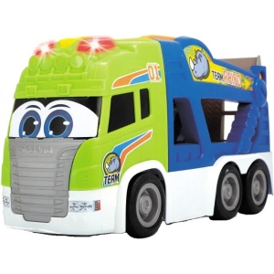 Наземна спецтехніка DICKIE TOYS Транспортер "Хеппі. Сканія" з м'якою машинкою, зі звук. і світло. ефектами, довжина 42 см, 2+ (381 7003)