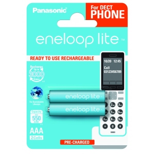 Акумулятор тип AAA Panasonic Eneloop Lite AAA 550 2BP mAh Ni-MH Dect Series (BK-4LCCE/2DE)