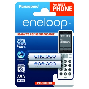 Акумулятор тип AAA Panasonic Eneloop AAA 750 2BP mAh NI-MH Dect Series (BK-4MCCE/2DE)