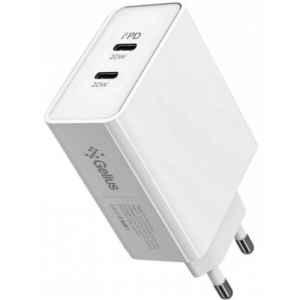 Мережевий зарядний пристрій Gelius iDuo GP-HC052 40W 2 Type-C (2x20W) White (90588)