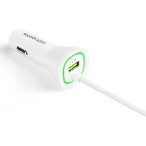 Автомобільний зарядний пристрій Modecom 1xUSB 2.4A + кабель Lightning Royal  White (ZT-MC-KULL-03)