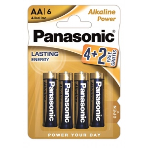 Батарейка тип AA Panasonic ALKALINE POWER AA BLI 4+2 LR6REB/6B2F