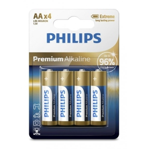 Батарейка тип AA Philips Premium Alkaline AA BLI 4 (LR6M4B/10)