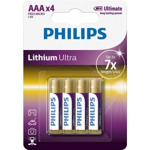 Батарейка тип AAA Philips Lithium Ultra AAA BLI 4 (FR03LB4A/10)