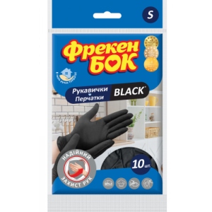 Рукавички латексні Фрекен Бок BLACK S 10шт