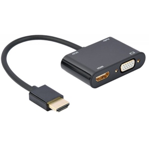 Перехідник Cablexpert HDMI-HDMI/VGA+3,5 0.15m (A-HDMIM-HDMIFVGAF-01)
