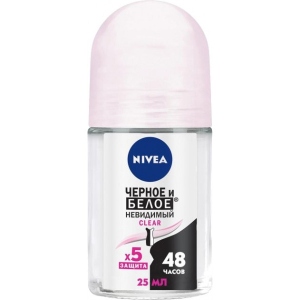 Дезодорант кульковий NIVEA антіперсп Чорне і біле Невидимий Clear 25мл офіційний магазин