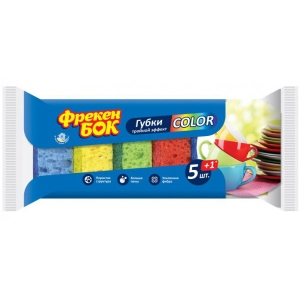 Набір губок поролонових для миття посуду Фрекен Бок Color 5 + 1 шт. (4823071630824)
