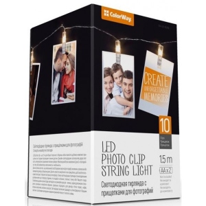 Гірлянда лінійна Colorway 10LED, 1.5м, з прищіпками для фото (CW-LCP-10L15B)