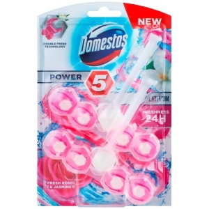 Туалетний блок Domestos Power 5+ Подвійний аромат Роза і жасмин 2x55г
