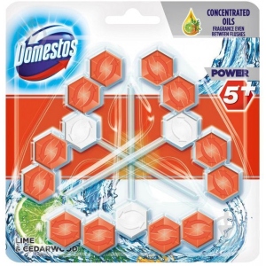 Туалетний блок Domestos Power 5+ Лайм і кедр 3x55г