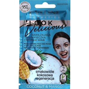 Маска для обличчя EVELINE Look Delicious з натуральним скрабом кокос і манго 10 мл (5903416026228)