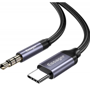 Кабель синхронізації даних Essager E02 Type-c to 3.5mm Male Audio Cable Grey (EZJE02-0G)