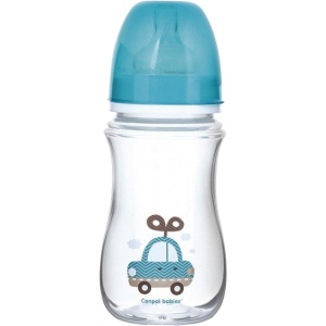 Пляшка для годування Canpol babies Антиколікова з широким горлом EasyStart - "Іграшки" синя машинка, 300 мл. (35/222_blu)