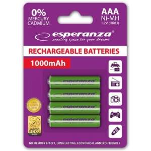 Акумулятор тип AAA Esperanza Ni-MH AAA 1000 mAh 4 шт. Green (EZA102G)