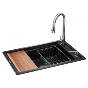 Мийка кухонна+змішувач GRANADO Basic Estella black shine