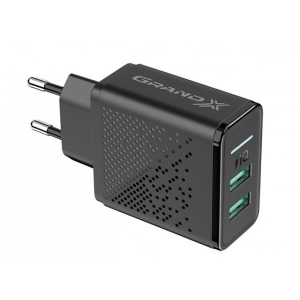 Мережевий зарядний пристрій Grand-X CH-60  2xUSB 3.1А Black