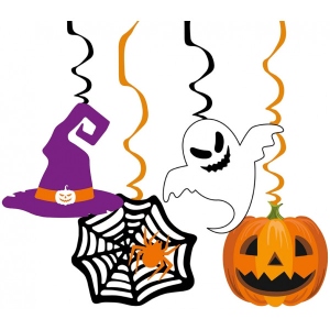 Декор Halloween YES! Fun Підвіска-спіраль пап. "Веселий Хелловін", 80 см, 4 шт
