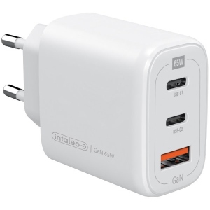 Мережевий зарядний пристрій Intaleo 65W GAN 2USB-C PD+USB-A QC 3.0 TCG65GAN (1283126559525)