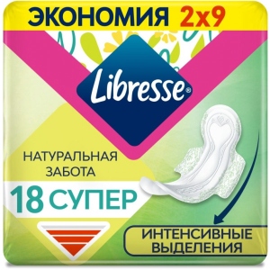 Прокладки гігієнічні Libresse Natural Care Ultra Super 18 шт. 4 капли (7322540837261)