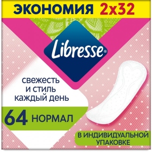 Прокладки щоденні Libresse Dailyfresh Normal 64 шт. (7322540758214) в Києві