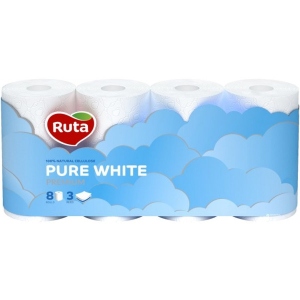 Туалетний папір Рута Pure White біла 8шт, 3СЛ