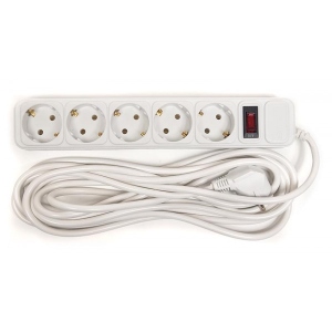 Мережевий фільтр PowerPlant JY-1056/5 (PPSA10M50S5) 5 розеток 5 м White