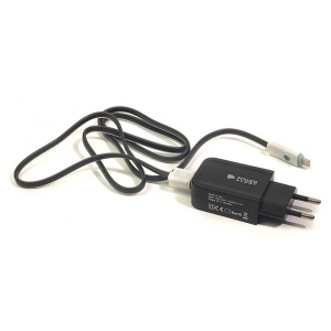 Мережевий зарядний пристрій PowerPlant W-280 USB Black (SC230020) + кабель LED Lightning