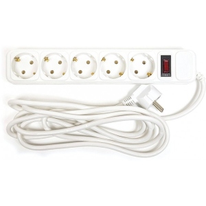 Мережевий фільтр PowerPlant JY-1052/3 (PPSA08M30S5) 5 розеток 3 м White