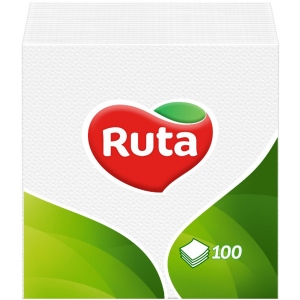 Серветки паперові Ruta 1 слой 24х24 см 100 шт. Белые (4820023740495)