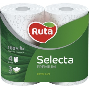 Туалетний папір Ruta Selecta 4 рулона 3 слоя Белая (4820023744387)