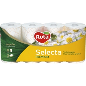 Туалетний папір Ruta Selecta с ароматом ромашки 8 рулонов 3 слоя (4820023744790)