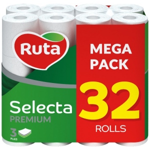 Туалетний папір Ruta Selecta 32 рулона 3 слоя Белая (4820202892687)