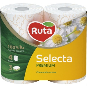 Туалетний папір Ruta Selecta с ароматом ромашки 3 слоя 4 рулона (4820023744493)