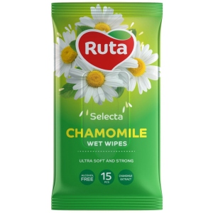 Серветки гігієнічні вологі Ruta Selecta Chamomile 15  шт. (4820202892410) купити