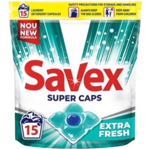 Капсули для прання SAVEX Super Caps 2in1 EXTRA FRESH 15 шт. (3800024046858) в каталозі
