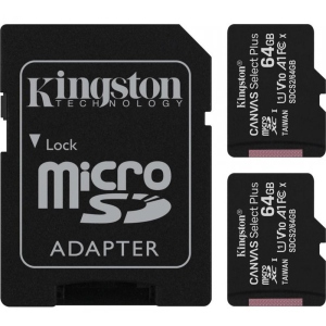 Карта пам'яті Kingston microSDHC 64GB Canvas Select Plus 100R A1 C10 (SDCS2/64GB-2P1A)