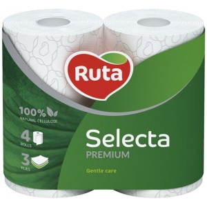Туалетний папір Рута Selecta біла 4шт, 3СЛ