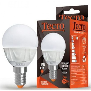 Лампочка світлодіодна Tecro 5W 4000K E14 (PRO-G45-5W-4K-E14)