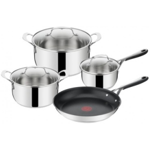 Набір посуду Tefal E314SA74 Jamie Oliver Kitchen Essential  10 пр (ківш 1,5 л,  кастр 1,5 л/ 3,0 л/ 5,3 л, сковороди 24 см/ 28 см )